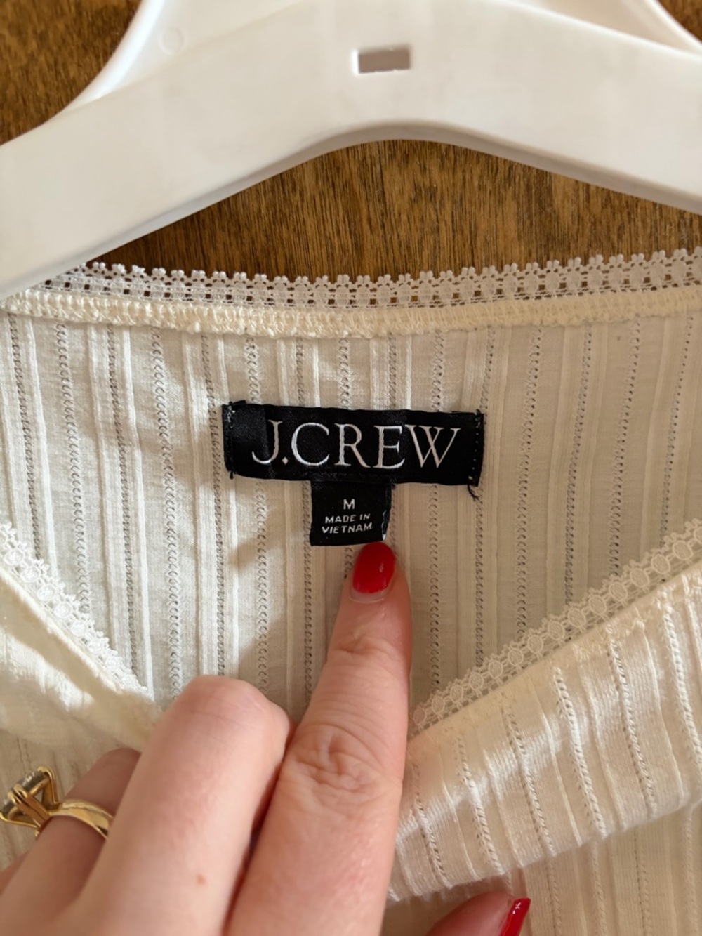 J. Crew Cream Ribbed Long-Sleeve Tee - Picture 2 of 2